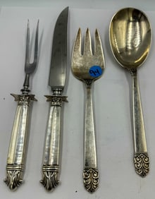 INTERNATIONAL STERLING SILVER "NORTHERN LIGHTS" SALAD SET AND INTERNATIONAL CARVING SET