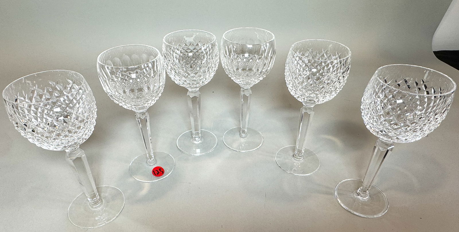 SET OF 6 WATERFORD WINE GOBLETS, 3" X 7.5": SET OF 6 WATERFORD WINE GOBLETS, 3" X 7.5"