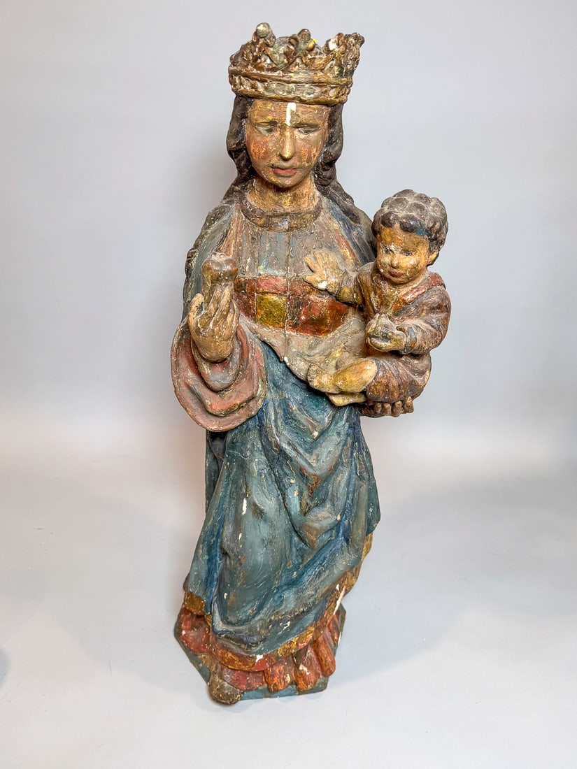 16TH CENTURY MADONNA AND CHILD, 9" X 9" X 25" (1 of 13)
