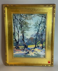 KENNETH G. HOW IMPRESSIONIST LANDSCAPE, AMERICAN 1883 - 1950. 17.5" X 22" FRAMED AND 11.5" X 16"
