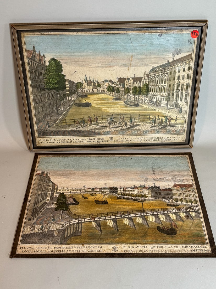 2 GEORGE BALTHAZAR PROBST 1752 VIEWS OF AMSTERDAM, 17.5" X 13" EACH: 2 GEORGE BALTHAZAR PROBST 1752 VIEWS OF AMSTERDAM, 17.5" X 13" EACH