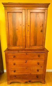 PEGGED COUNTRY PINE BREAKFRONT, 38" X 17" X 72"