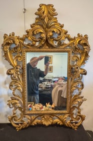 A LARGE ITALIAN 19TH C. ITALIAN GILTWOOD MIRROR, 34" X 6" X 47"
