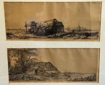2 REMBRANDT VAN RILYN ETCHINGS IN ONE FRAME