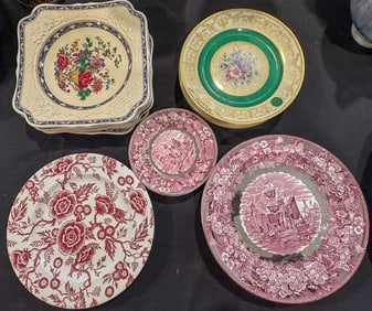 ANTIQUE PORCELAIN PLATES, 11" AND SMALLER