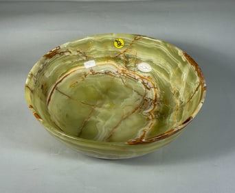 LARGE GREEN ONYX CENTER BOWL, 12" X 4"
