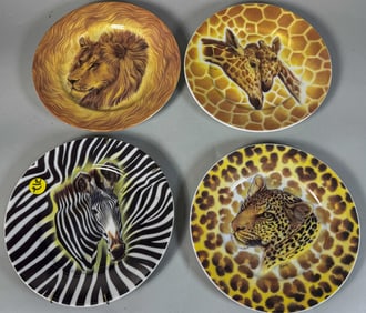 4 GODINGER PLATES W/ ANIMALS, 7.5"