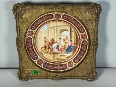 HAND PAINTED ROYAL BOM FRAMED BOWL, 12" X 12"