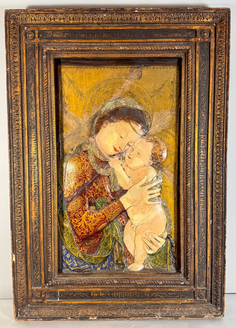 FRAMED ITALIAN PLASTER IKON, 24" X 34": FRAMED ITALIAN PLASTER IKON, 24" X 34"