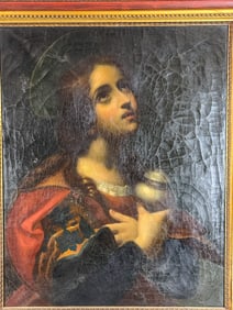 19TH CENTURY PAINTING OF MARY MAGDALAGNE, 31" X 37" AND 22" X 28"