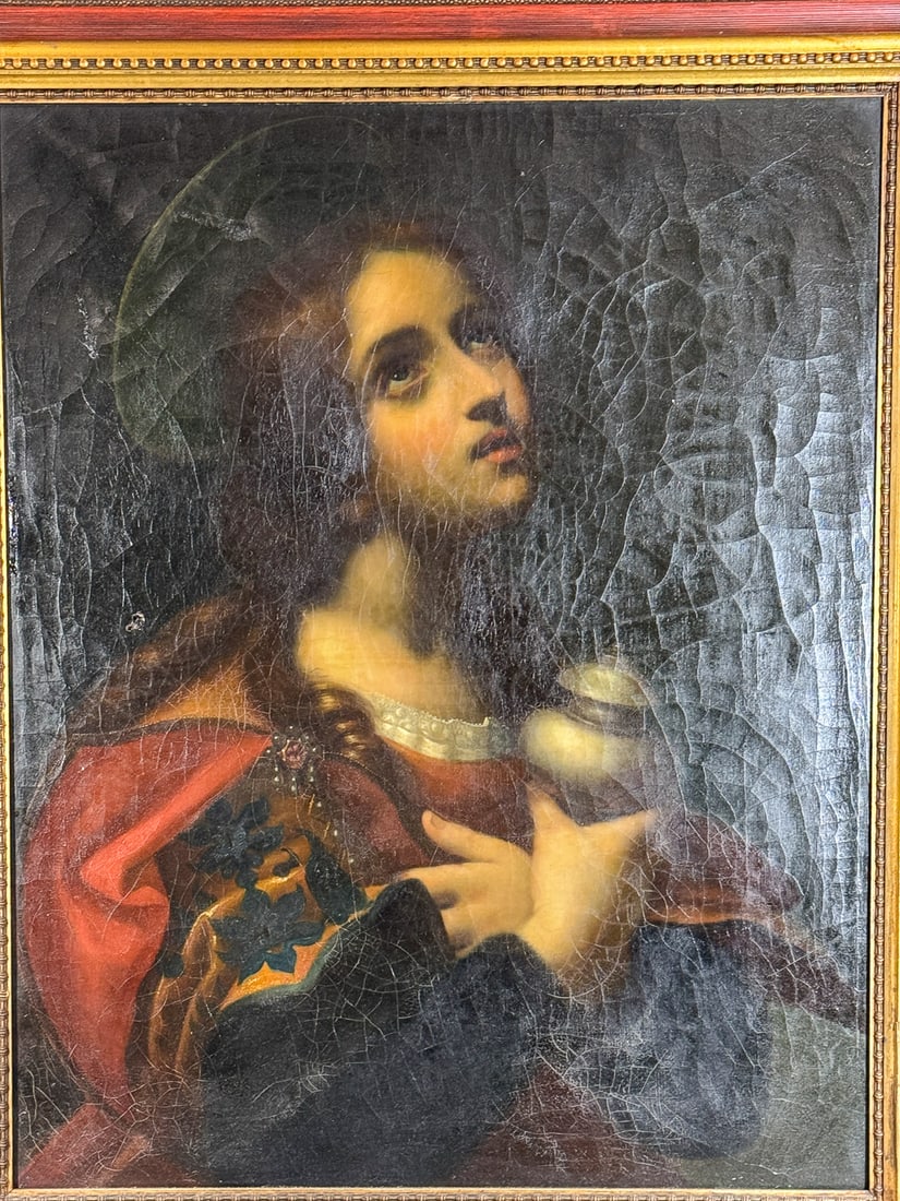 19TH CENTURY PAINTING OF MARY MAGDALAGNE, 31" X 37" AND 22" X 28" (1 of 13)