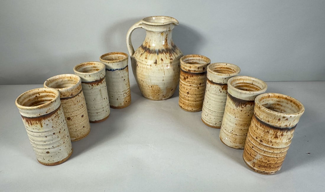 SIGNED ART POTTERY ICED TEA SET, 11" AND SMALLER (1 of 7)