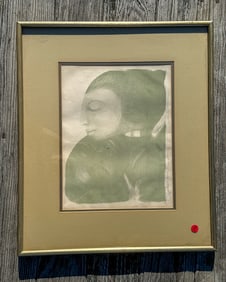 EDA CASCHIERI "ORPHEUS AND EURYDICE" SIGNED PRINT, 20" X 24" FRAMED AND 12" X 15" SIGHT