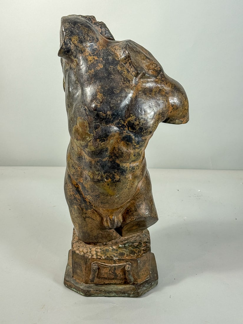 BRONZE CASTING OF TORSO, 9" X 7" X 19": BRONZE CASTING OF TORSO, 9" X 7" X 19"