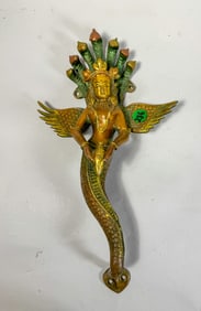 BRONZE GODDESS DOOR KNOB, 13" X 6" X 4.5"