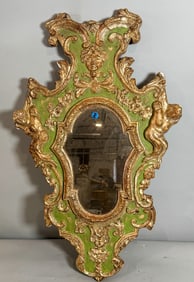 PAINTED ITALIAN WOOD MIRROR, 32" X 20" X 3"