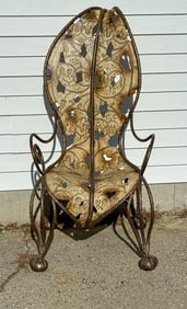 A PAINTED IRON CHIPPENDALE CHAIR, 23" X 30" X 46"