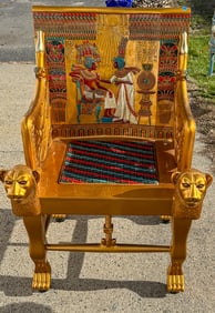 EGYPTIAN REVIVAL THRONE CHAIR, 30" X 28" X 42"