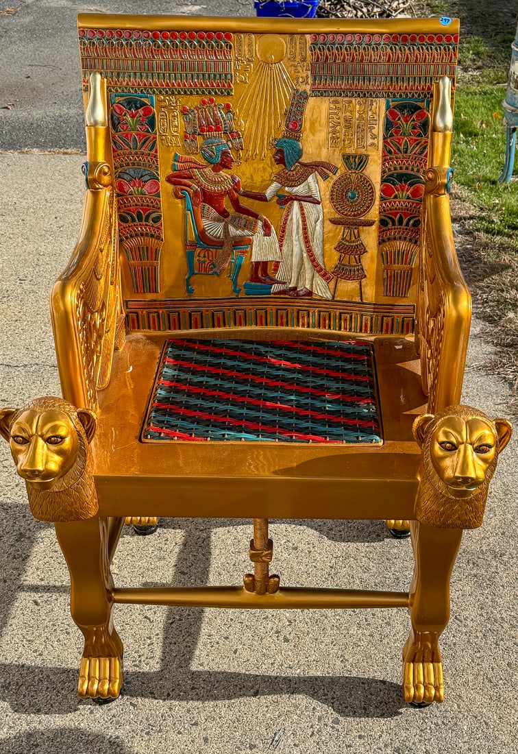 EGYPTIAN REVIVAL THRONE CHAIR, 30" X 28" X 42" (1 of 9)