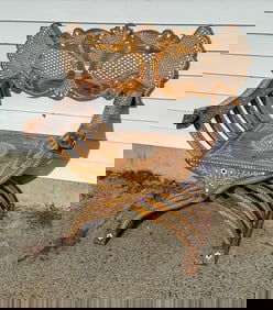 AN INLAID PERSIAN STYLE CHAIR, 34" X 24" X 32"