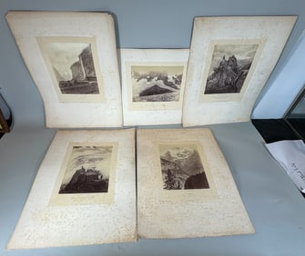 5 ALBUMEN PHOTOS, LARGE FORMAT OF SWISS ALPS/GLACIERS CHARLES SOULIER. 16" X 20 MATT AND 8" X 10"