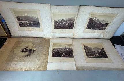8 LARGE FORMAT 1901 VIEWS OF SWITZERLAND, CHARLES SOULIER. 16" X 20" MATTE AND 8" X 10" SIGHT
