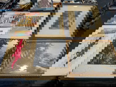 LOT OF VINTAGE PLATES AND ART, 15.5" X 18.5"