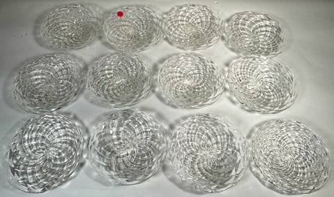 12 MURANO ICE CREAM BOWLS W/ LINERS, 8" AND SMALLER