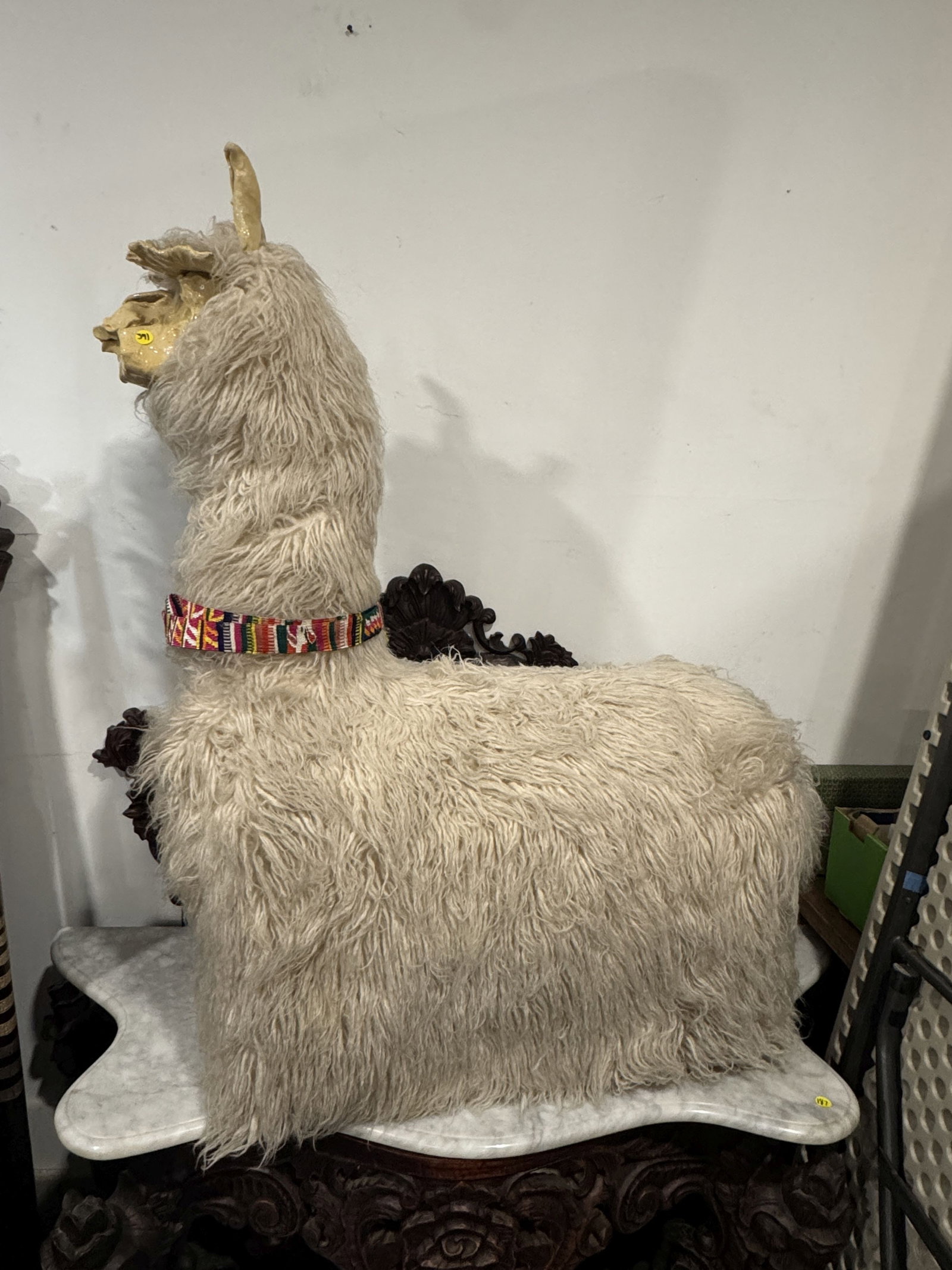 LARGE RIDE ON LLAMA SCULPTURE, 44" X 42" X 18": LARGE RIDE ON LLAMA SCULPTURE, 44" X 42" X 18"