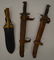 3 KNIVES WITH LEATHER HOLDERS