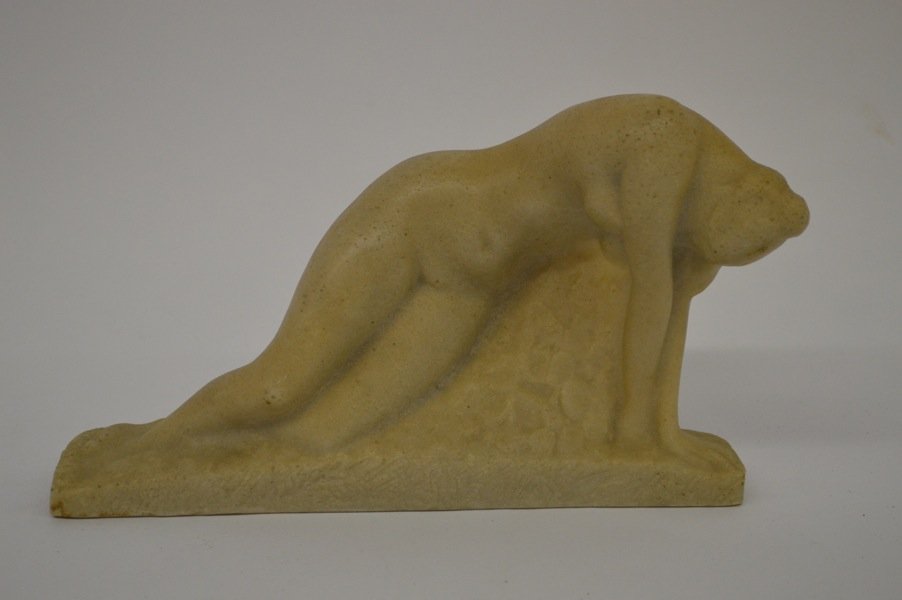 VINCENT GLINSKY STATUE OF NUDE: VINCENT GLINSKY STATUE OF NUDE. 7" X 11 ¾" X 4". GREAT CONDITION- NO CHIPS, CRACKS OR MAJOR WEAR.