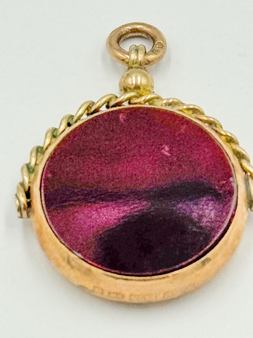 A 14K GOLD PENDANT W/ LARGE 2 COLOR BLOODSTONE, 9.8 GRAMS - 3