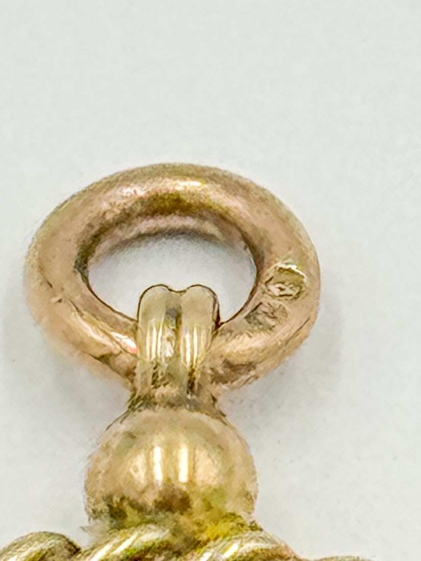 A 14K GOLD PENDANT W/ LARGE 2 COLOR BLOODSTONE, 9.8 GRAMS - 4