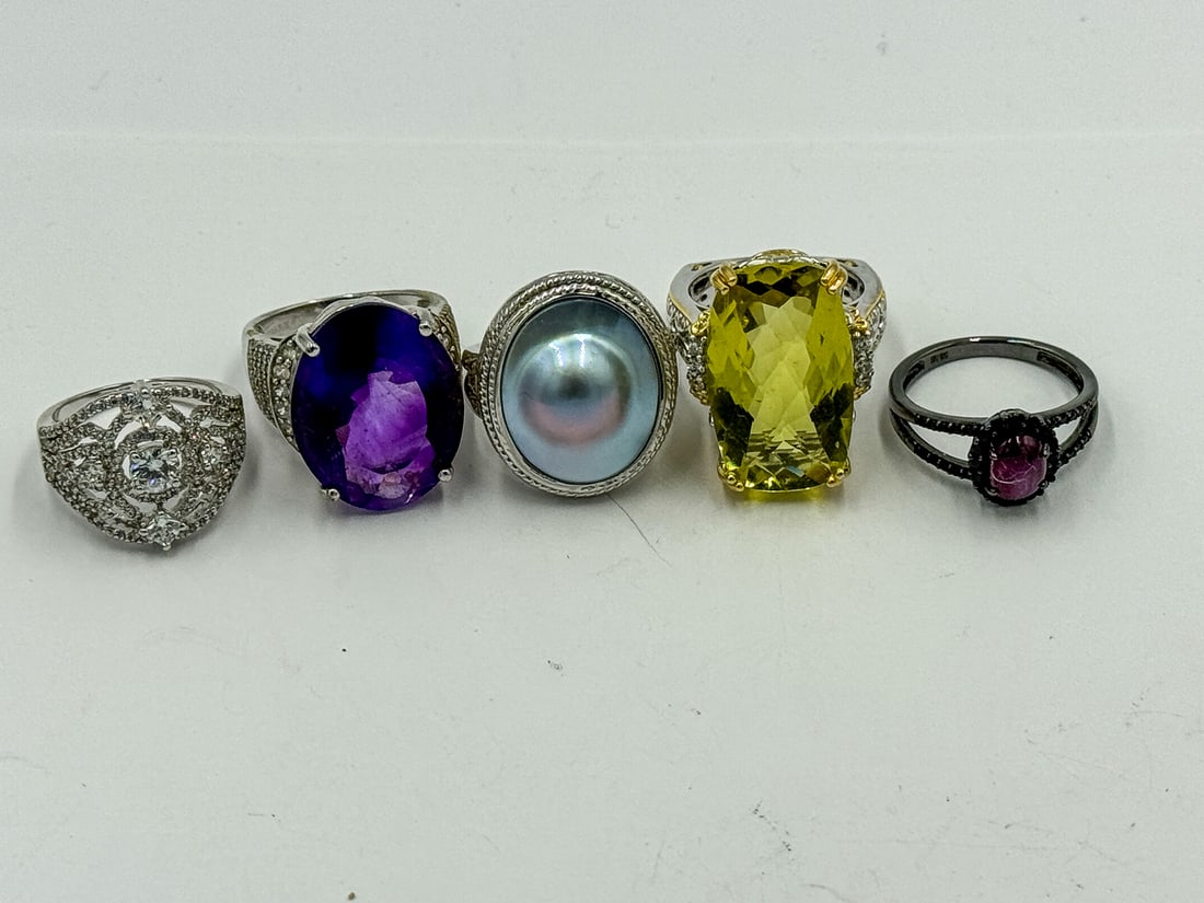 5 STERLING SILVER AND GEMSTONE RINGS (1 of 4)