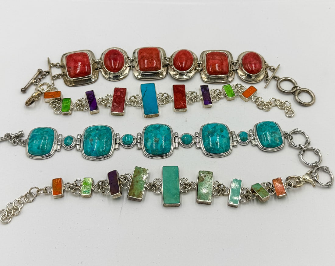 4 STERLING SILVER TURQOUISE AND STONE NECKLACES (1 of 8)