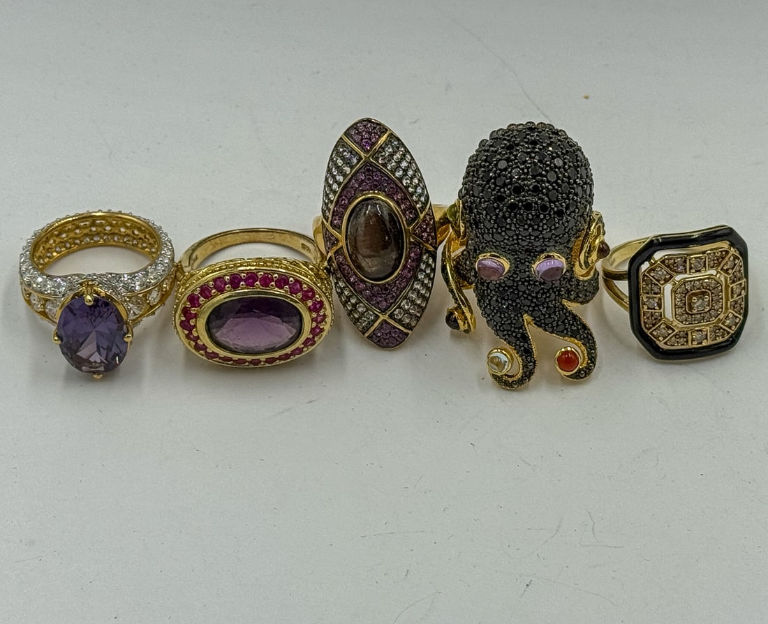 5 GOLD OVER STERLING SILVER(VERMEIL) RINGS (1 of 5)