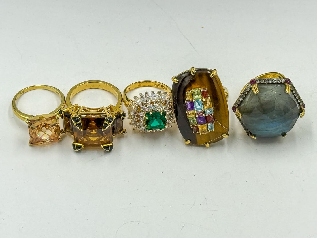 5 GOLD OVER STERLING SILVER(VERMEIL) RINGS (1 of 4)
