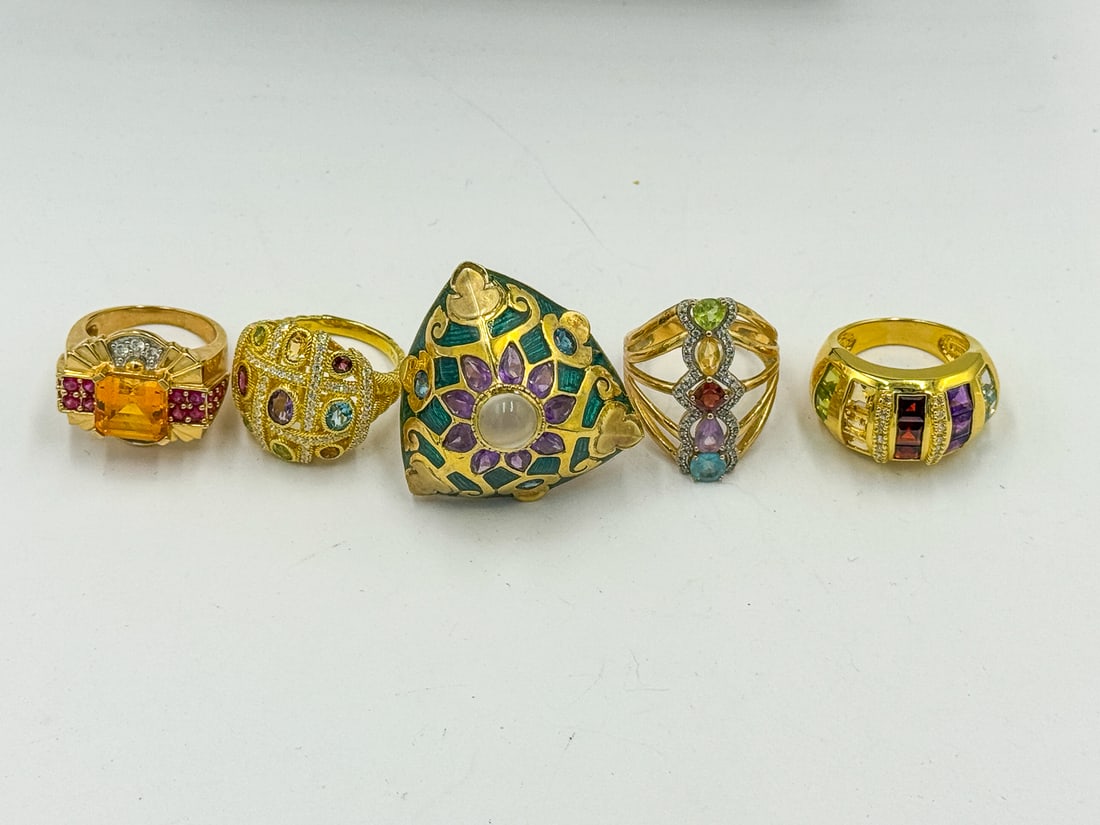5 GOLD OVER STERLING SILVER(VERMEIL) RINGS (1 of 7)