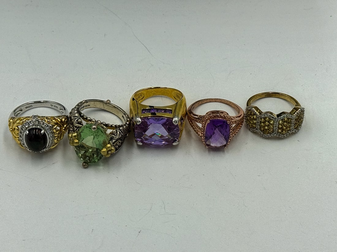 5 GOLD OVER STERLING SILVER(VERMEIL) RINGS: 5 GOLD OVER STERLING SILVER(VERMEIL) RINGS