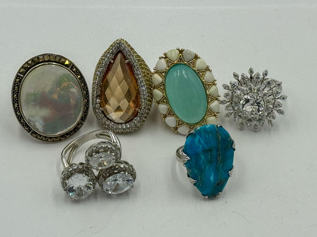 6 GOLD OVER STERLING SILVER(VERMEIL) RINGS (1 of 4)