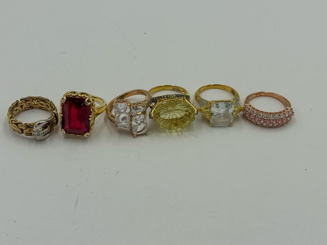 6 GOLD OVER STERLING SILVER(VERMEIL) RINGS (1 of 6)