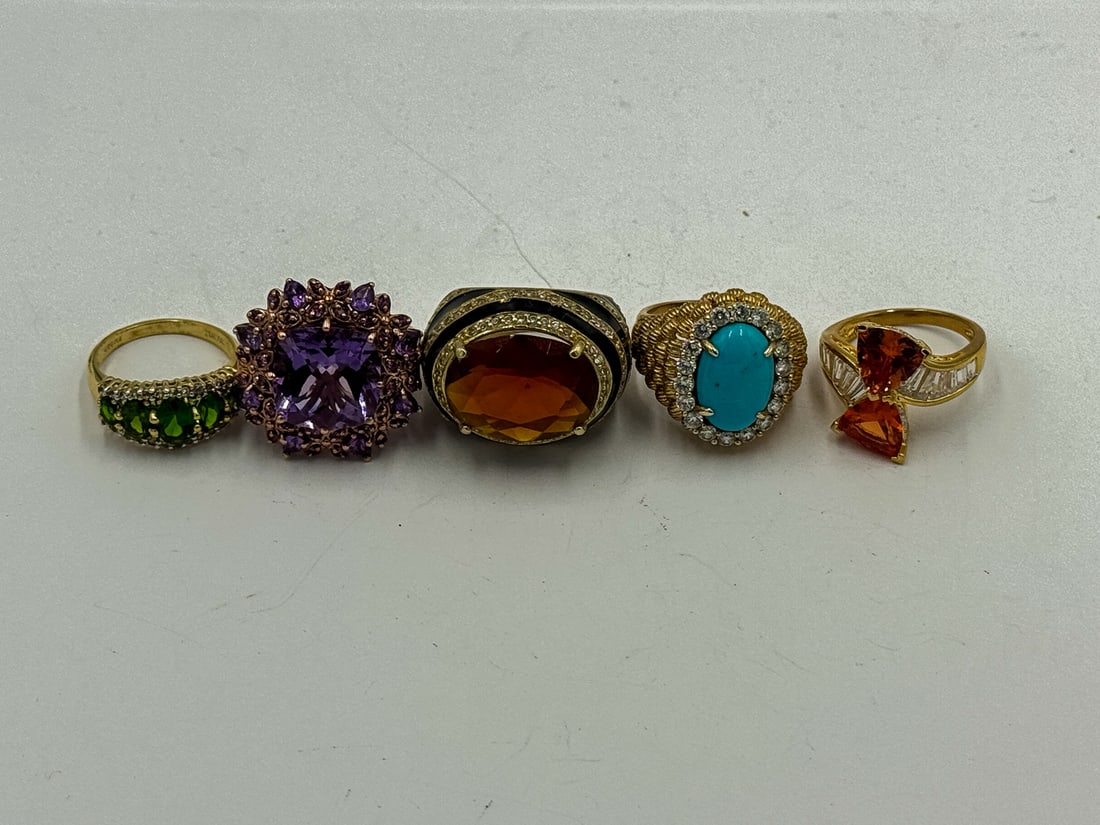 5 GOLD OVER STERLING SILVER(VERMEIL) RINGS (1 of 4)