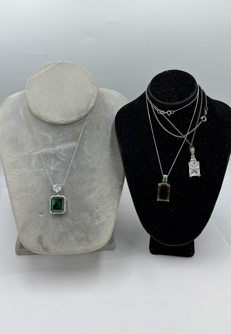 3 STERLING SILVER PENDANT NECKLACES (1 of 6)
