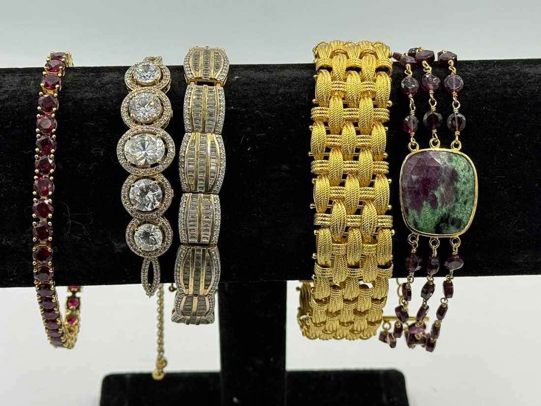 5 GOLD OVER STERLING SILVER(VERMEIL) BRACELETS (1 of 5)