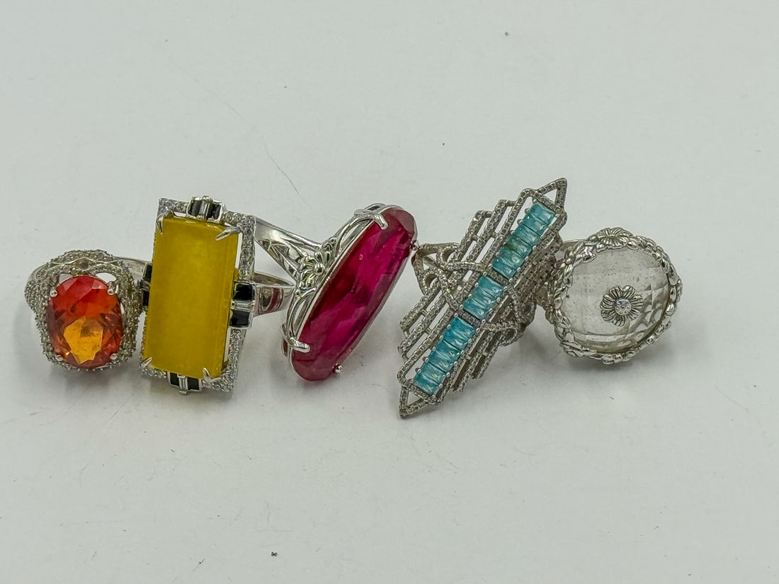 5 STERLING SILVER GEMSTONE RINGS (1 of 3)