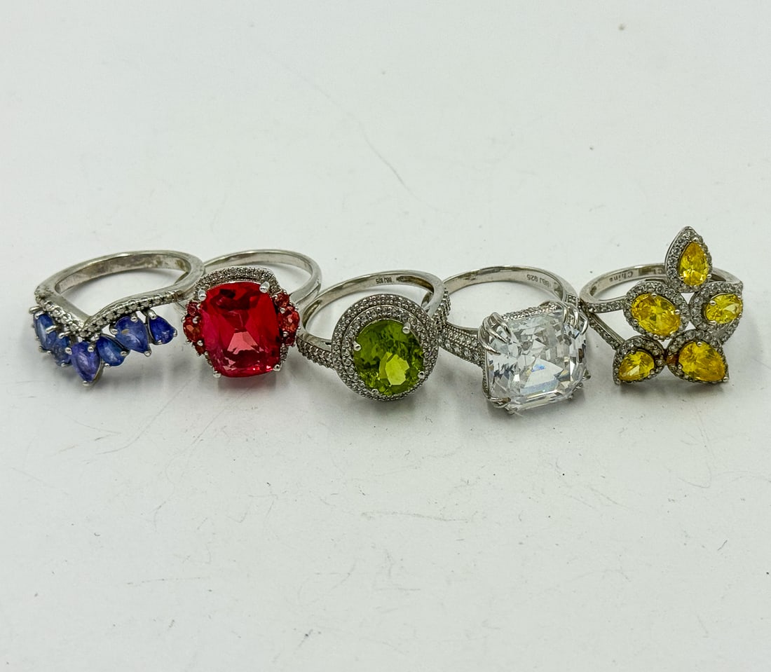 5 STERLING SILVER GEMSTONE RINGS (1 of 4)