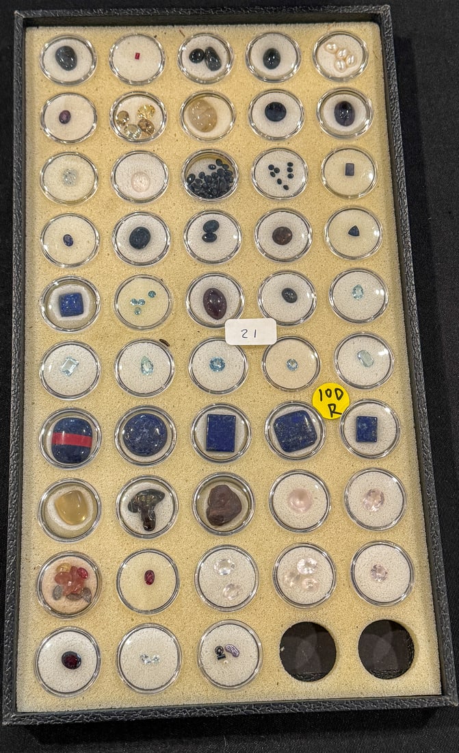 50+ GEMSTONES IN DISPLAY CONTAINERS (1 of 4)