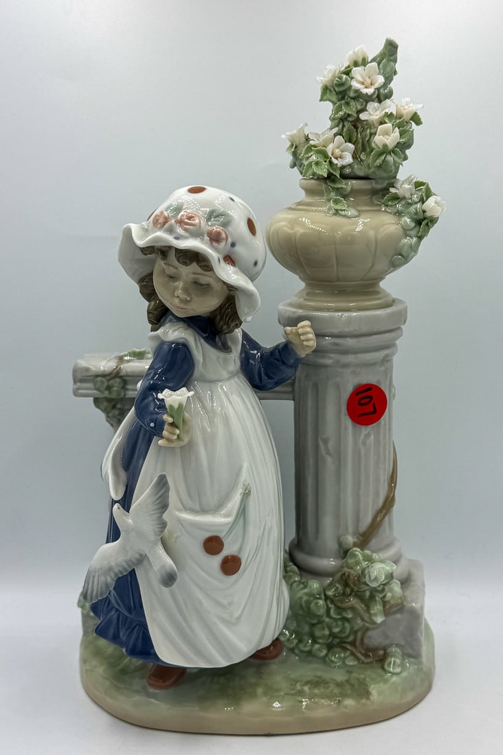 LLADRO GIRL W/ FLOWERS, 12" X 7" X 5" (1 of 4)