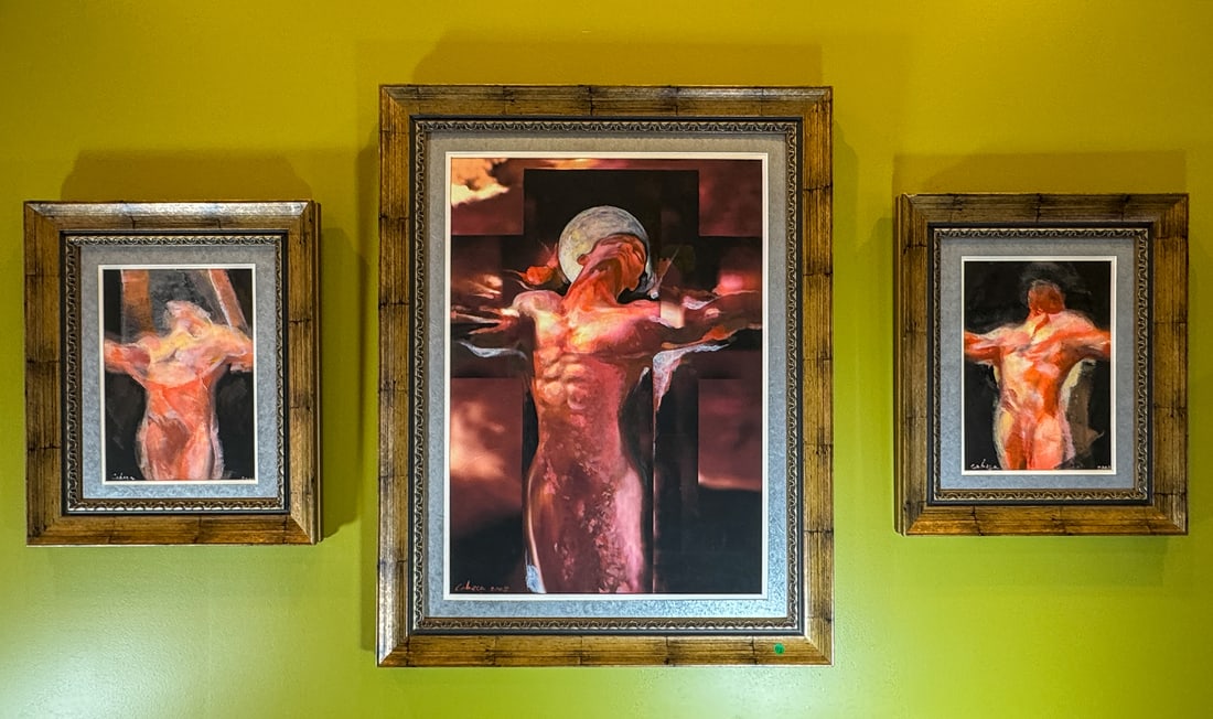 3 MATCHING CRUCIFICTION PRINTS, 32" X 42" AND 20" X 26" FRAMED (1 of 8)