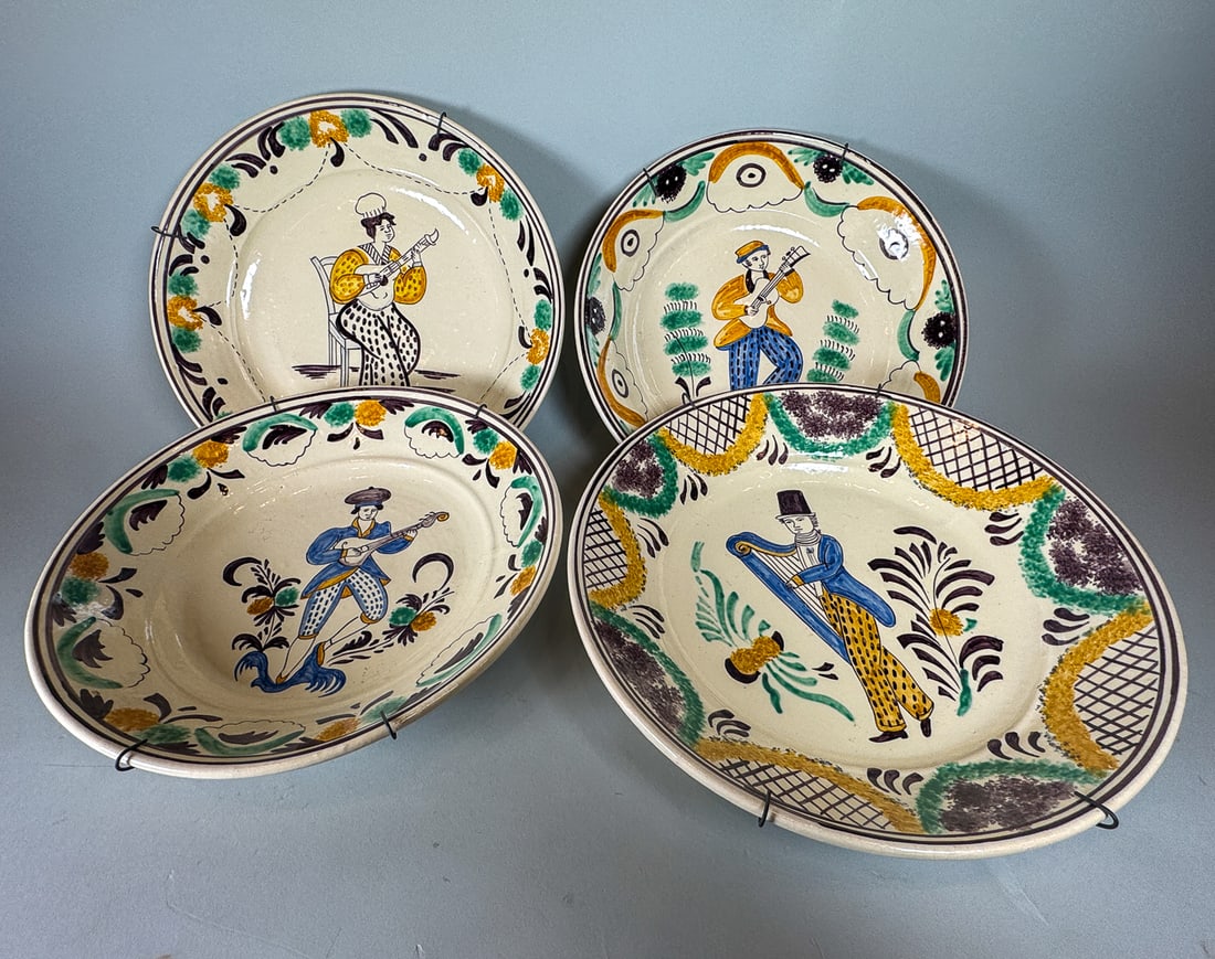 4 LARGE PORTUGUESE MAJOLICA BOWLS, 12" DIAMETER X 3" TALL (1 of 7)